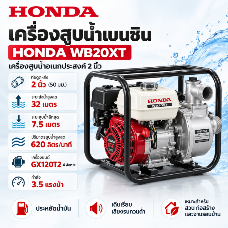 เครื่องสูบน้ำเบนซิน HONDA WB20XT